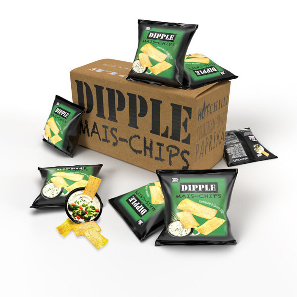 Dipple Mais Chips Sour-Cream-Onion Style Karton 36x20g