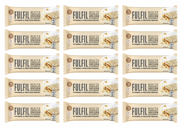 15x40g Fulfil White Chocolate Cookies Cream Geschmack  Vitamin & Protein Riegel