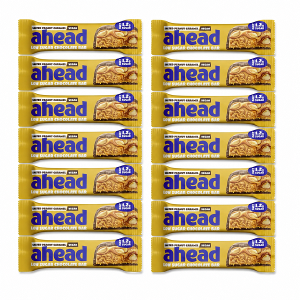 16x 35g Ahead Salted Peanut Caramel Low Sugar Bar
