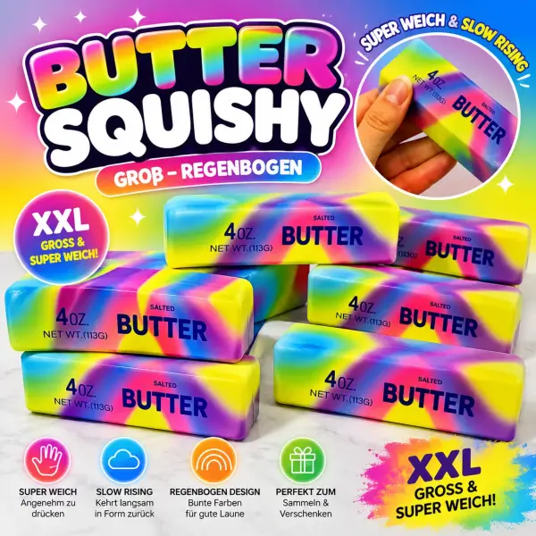 12x Butter Squishy Regenbogen